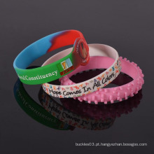 Fábrica personalizada Eco-friendly Silicone Wristband bandas elásticas de silicone para promoção